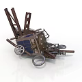 Vintage Industrial Mechanical Equipment With Metal Frame Wheels Gears And Brackets
