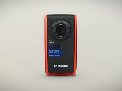 Samsung HD Digital Camcorder with Black and Red Design and Screen 3d model