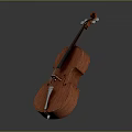 Wooden Violin As Household Musical Instrument With Brown Body And Strings