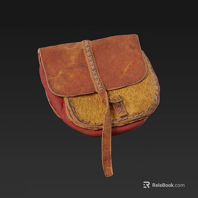Vintage Leather Satchel Featuring Brown Red Hue And Intricate Stitching On Shoulder Strap 3d model 