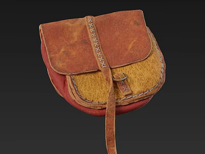 Vintage Leather Satchel Featuring Brown Red Hue And Intricate Stitching On Shoulder Strap 3d model