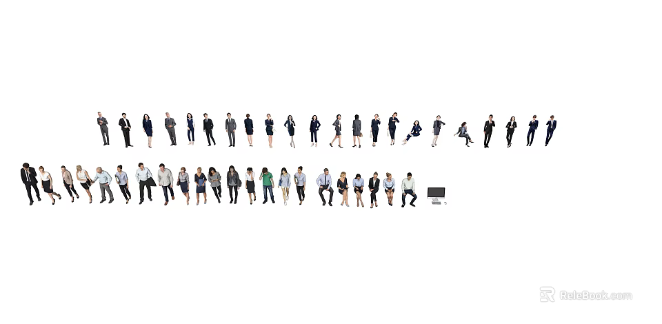 Diverse Group of People Standing in Various Poses and Different Attires 3d model 
