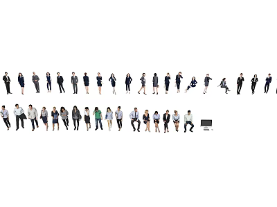 Diverse Group of People Standing in Various Poses and Different Attires 3d model