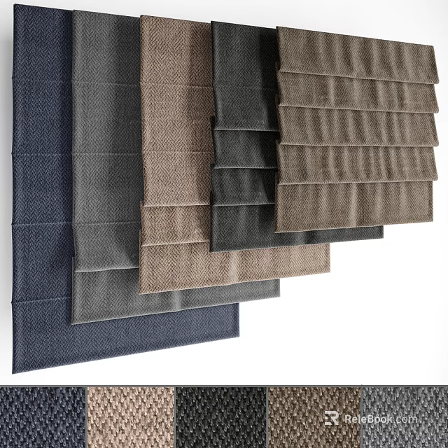 Various Color Textured Fabric Blinds Collection For Home Decor Samples 3d model