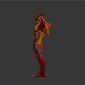 Muscular Man In Flame Themed Armor With Red And Orange Fiery Details
