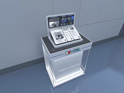 Modern Watch Display Showcase With Digital Screen And Luxury Design 3d model
