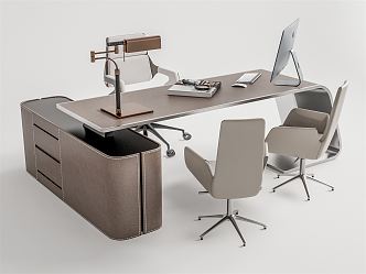 modern office desk and chair 3d model