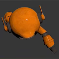Orange Robot Character Featuring Blue Screen Antenna And Metallic Mechanical Arms 3d model