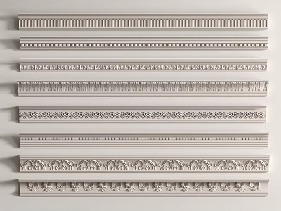 Variety Of Ornamental Plaster Moldings For Decoration 3d model