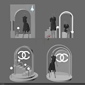 Chanel Brand Display Setup With Arch Design Mannequin And Black Dress