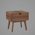Modern Wooden Bedside Table With Single Drawer And Slender Legs 3d model