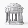 Stone Dome Structure With Columns And Climbing Green Vines Around It 3d model
