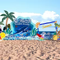 Summer Seaside Check in Photo Spot with Palm Trees Whale Decorations and Sand Beach