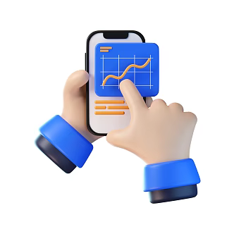 Modern mobile phone smart phone data interface cartoon small gestures 3d model