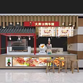 Chinese Style Roast Duck Restaurant Stall With Open Counter Food Display And Bar Stools