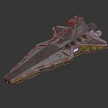 Detailed White Star Destroyer Model With Blue Lights And Futuristic Design