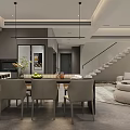 Elegant Modern Living Dining Room With Beige Sofa Coffee Table And Floor To Ceiling Windows
