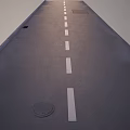 Road Surface on Urban Road With White Lane Markings and Manhole Cover