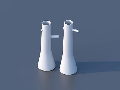 Two White Conical Decorative Ornament Set With Handles For Modern Home Decor 3d model