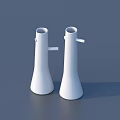 Two White Conical Decorative Ornament Set With Handles For Modern Home Decor