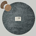 Dark Gray Round Rug With Intricate Line Pattern And Open Book On Top 3d model