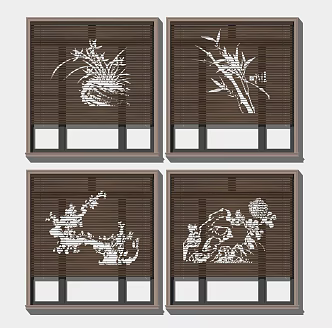 New Chinese-style Venetian Blinds Plum, Orchid, Bamboo and Chrysanthemum Venetian Blinds 3d model