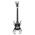 Unique Electric Guitar Musical Instrument With Horned Headstock And Decorative Body Design