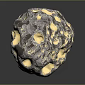 Unique Transparent Wooden Stone With Golden Specks And Irregular Holes On Dark Background