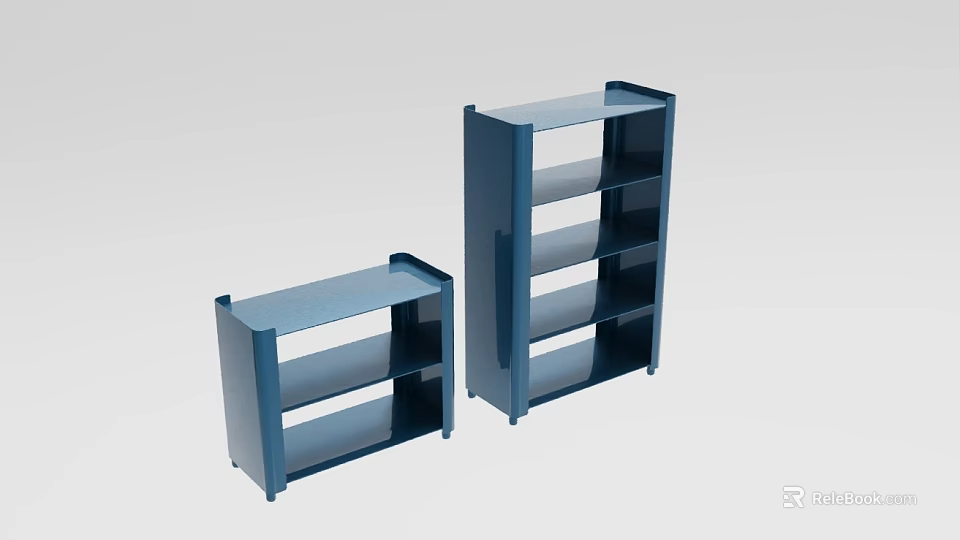 Two Blue Open Bookshelves With Multiple Shelves For Modern Home Storage Solution 3d model 