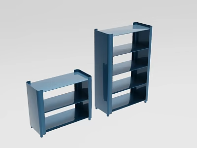 Two Blue Open Bookshelves With Multiple Shelves For Modern Home Storage Solution 3d model