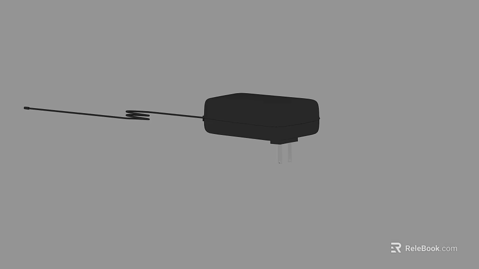 Sleek Black Floor Lamp Design With Power Cord And Plug 3d model 