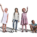 Happy Group of Children Raising Hands and Sitting With Soccer Ball