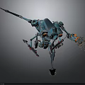 Futuristic Mechanical Beast Featuring Robotic Limbs Sharp Claws And Blue Orange Design 3d model