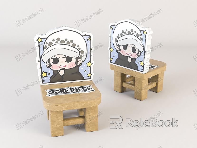 Modern Children's Chair Children's Cartoon Wooden Chair model