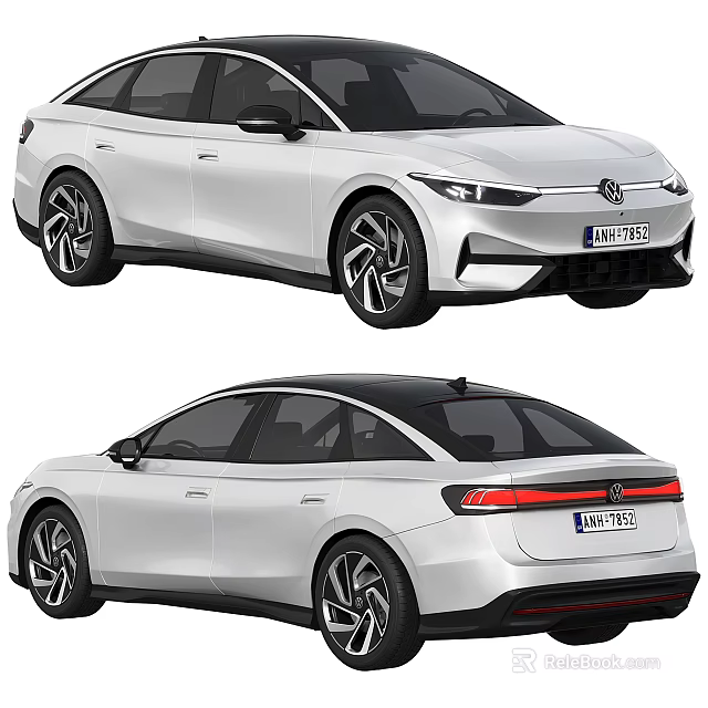 White Volkswagen Electric Car With Sleek Modern Design Front Rear View 3d model 