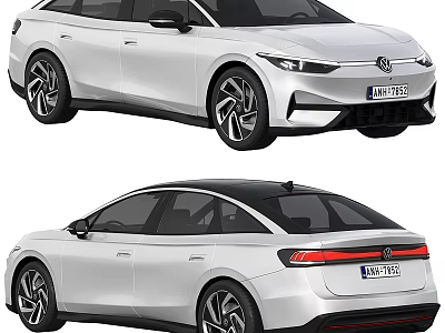 White Volkswagen Electric Car With Sleek Modern Design Front Rear View 3d model