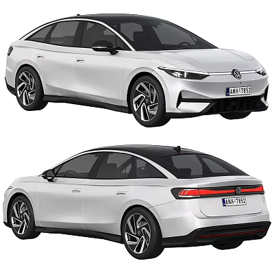 White Volkswagen Electric Car With Sleek Modern Design Front Rear View 3d model
