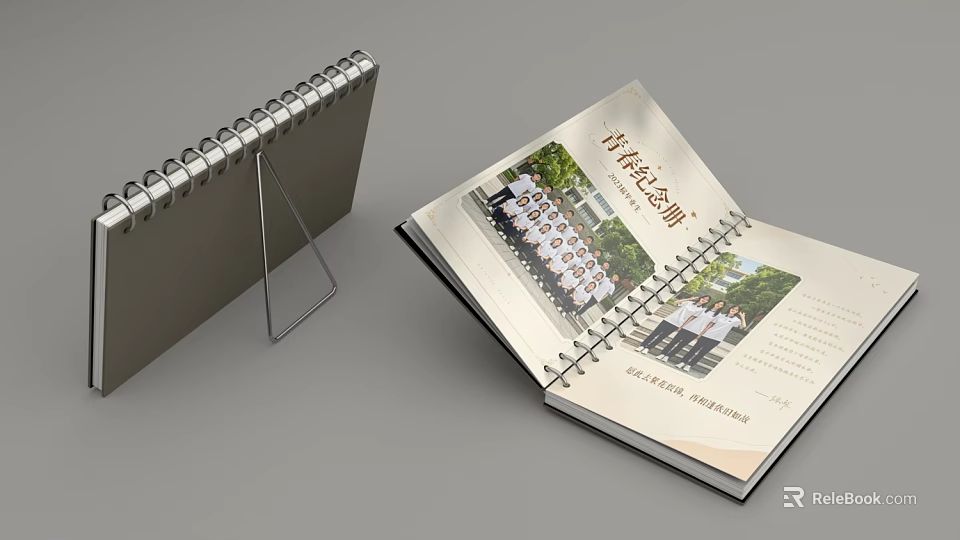 Youth Memory Yearbook With Student Group Photos And Spiral Binding 3d model 