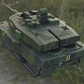 Modern Military Tank With Camouflage Paint Cannon Turret Tracks And Serial Number