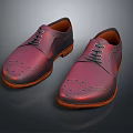 Burgundy Leather Brogue Shoes Lace Up With Perforated Design And Brown Soles