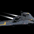 Futuristic Black Aircraft With Yellow Stripes Long Wings And Dual Cockpits