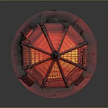 Traditional Chinese Pavilion Architecture With Red Exterior Roof Decorations Lattice Windows And Stepped Base