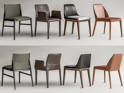 Modern Stylish Dining Chairs With Various Colors And Wooden Legs Designs 3d model