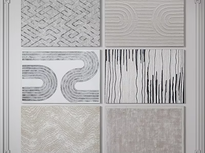 Square Rugs Featuring Various Geometric Abstract Lines Waves And Textured Patterns 3d model