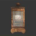 Wooden Lantern Shaped Furniture With Lattice Panels Top Knob And Intricate Patterned Glass Shade