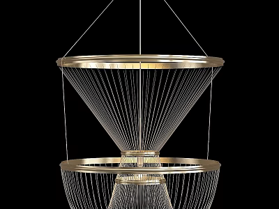 Modern Elegant Layered Metal Chandelier With Intricate Wire Design And Illumination 3d model