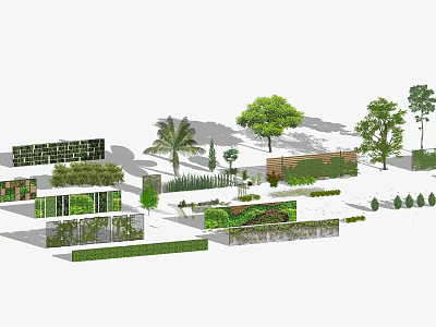 Living Green Wall Design In Outdoor Landscape With Various Plants And Decorative Elements 3d model