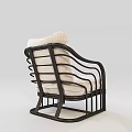 Modern Leisure Chair With Curved Black Metal Frame And Light Gray Cushion