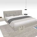 Modern Italian Double Bed Bedding Combination Bedding Table Lamp Small Chandelier 3d model