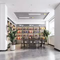 Tobacco and Alcohol Store Interior with Shelves Display Counter and Green Plant